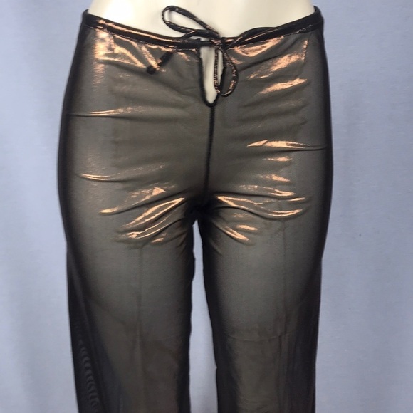 Zuliana metallic bronze mesh tie pants Made in USA. NWT - Picture 2 of 3
